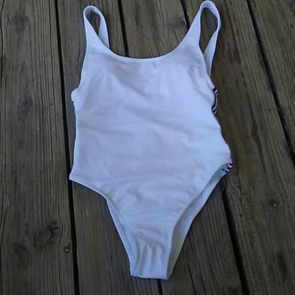 Nwot white red white blue side stripe